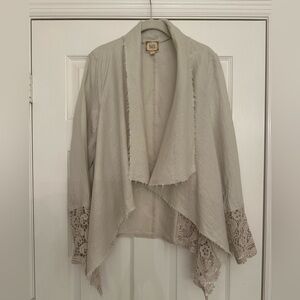 Black Swan 100% Open Front‎ Asymetric Cardigan Womens Sz S Lace Boho Indie